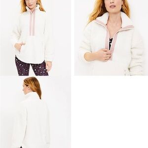 LOFT Sherpa 1/2 zip sweatshirt Size L